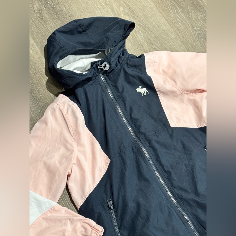 Abercrombie & Fitch Girls Size 9 10 Lined Windbreaker Jacket Blue Pink - Picture 3 of 14